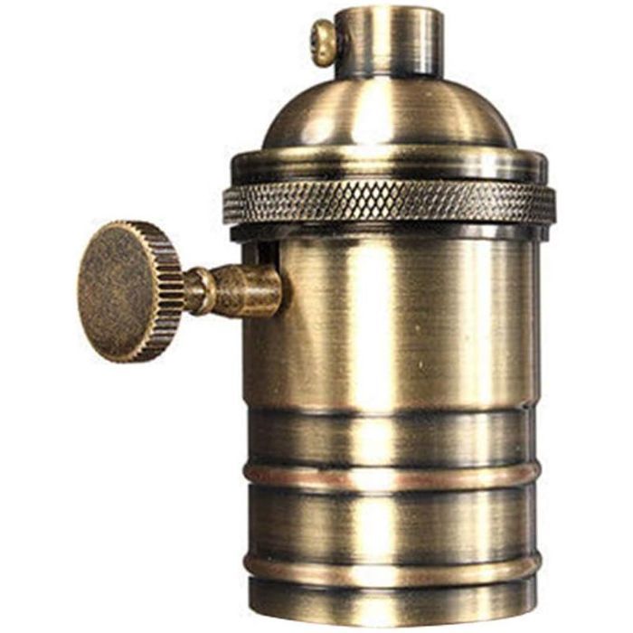 Douille de lampe E27 - Avec interrupteur Bronze antique - Lampe rétro - 72x34mm laiton antique