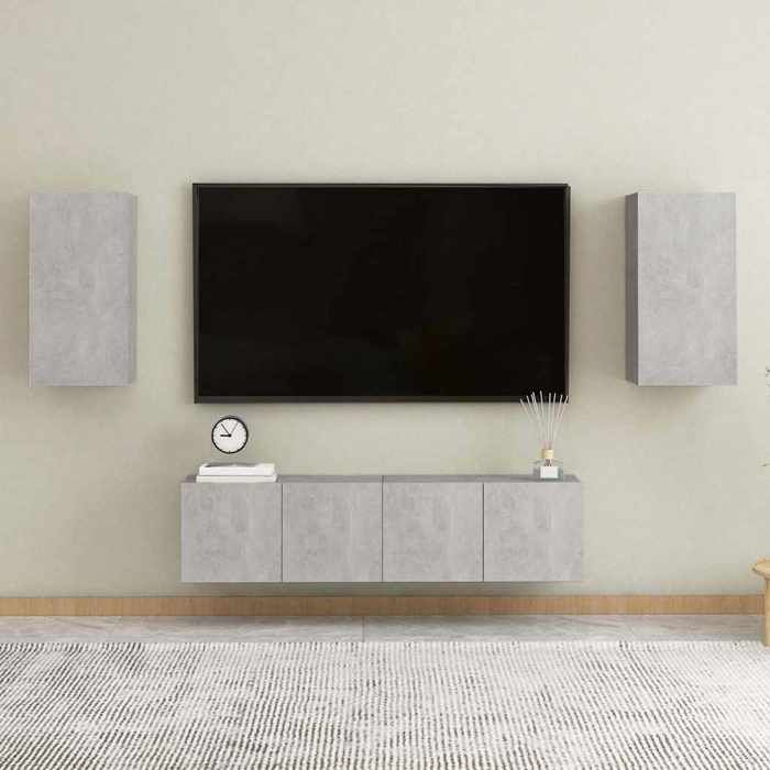 CONFORTHA®Meuble TV Gris béton 30 5x30x60 cm Bois d’ingénierie - Meuble HIFI (7656)