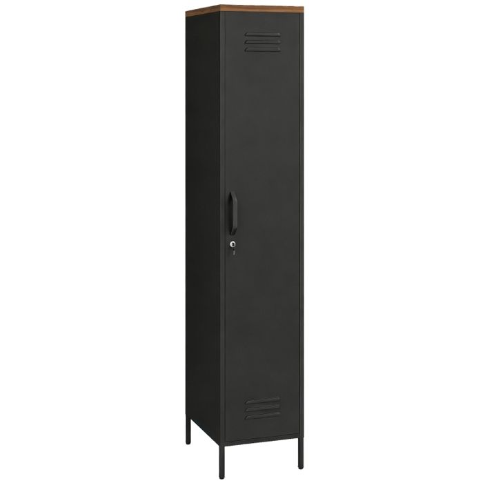 Armoire de chambre 46 x 35 x 183 cm coloris noir en métal style industriel structure en métal pour la chambre