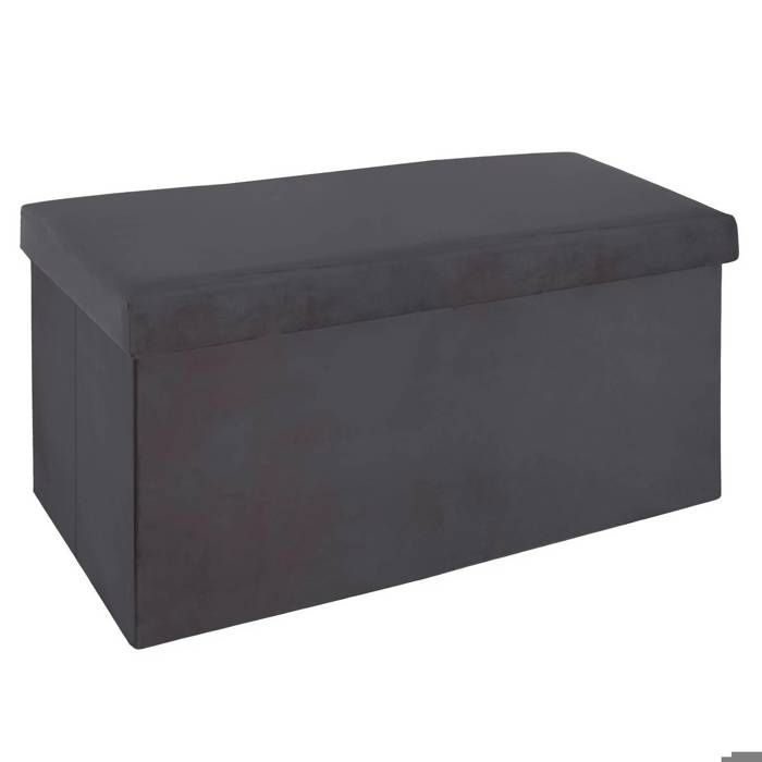 Pouf pliant double Tess velours gris - Atmosphera Créateur dintérieur