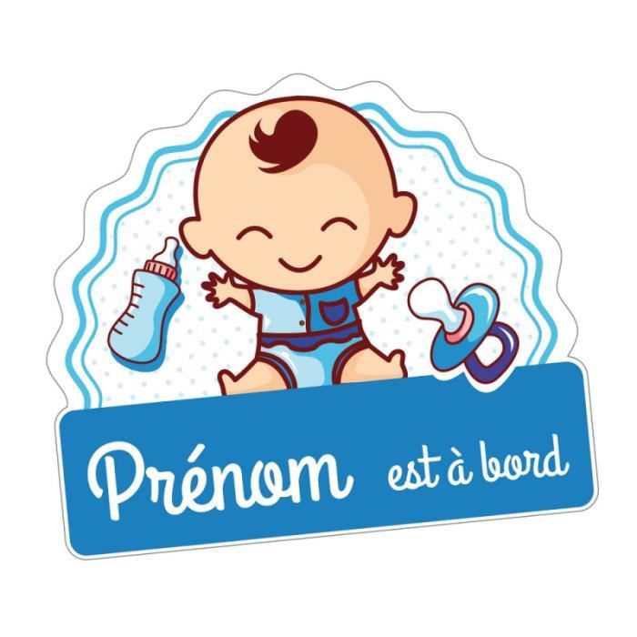Sticker bébé à bord ADZIF.BIZ - Garçon - Blanc