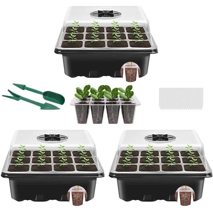 3 Pièce Bac À Semis, Mini Serre Pour Semis, Bac À Semis Transparente En