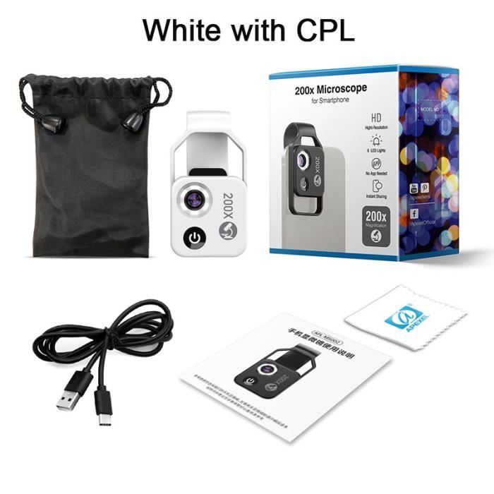 Microscope portable 200X avec lumière LED pour enfants Microscope portable Dermatoscope Diagnostic de la peau Analyseur de cheveux