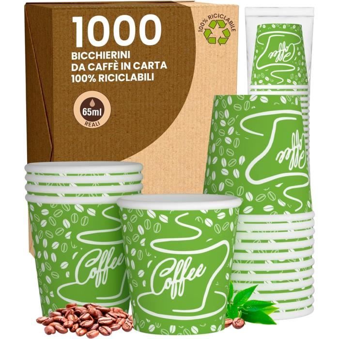 100 Verres à Café En Papier Compostables + Palettes En Bois - 75 Ml (Jaune) - Écologiques Pour Bureau, Fête
