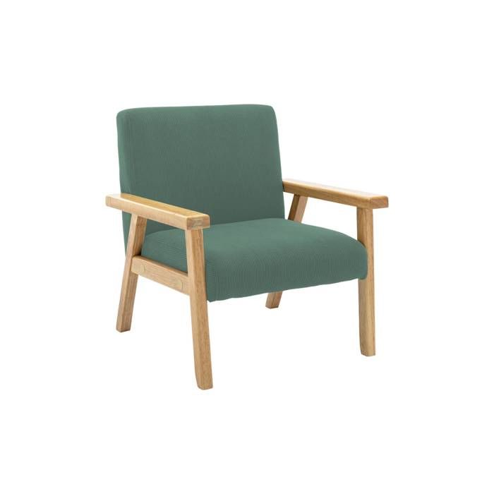 Fauteuil enfant en bois et velours côtelé kaki. ISAK L 47 x P 43.5 x H 50cm Fauteuil enfant en bois et velours côtelé kaki. ISAK L 47 x P 43.5 x H 50cm
