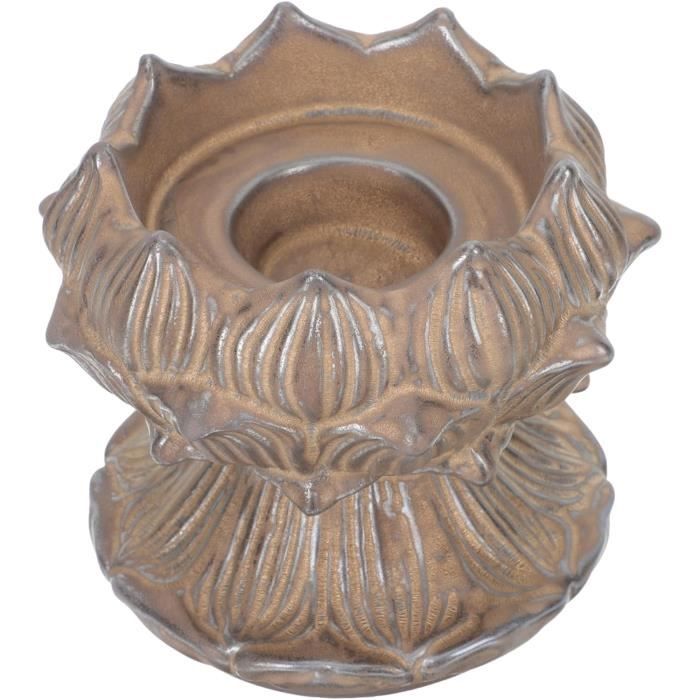 Bougeoir Lotus En Métal Style Tibétain - Support Pour Lampe à Beurre Ou Bougie - Décoration Zen Et Spirituelle - 5x5 Cm