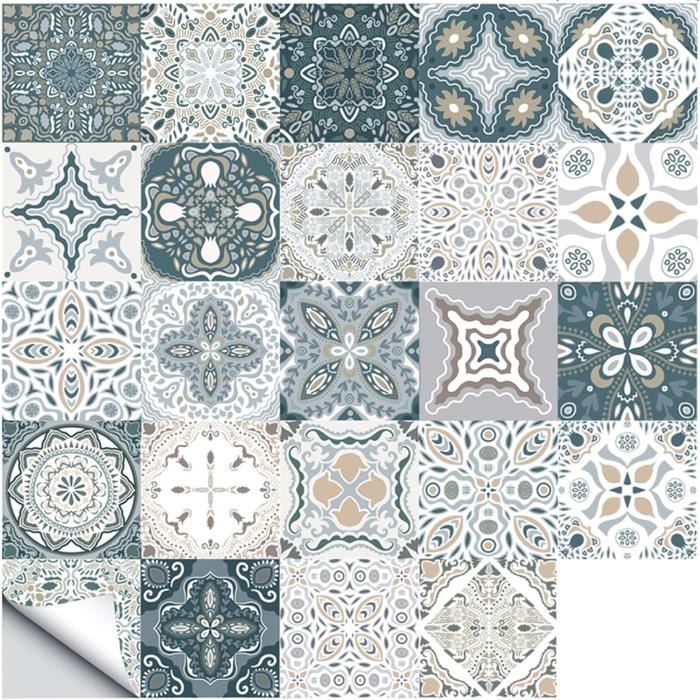 Lot De 24 Autocollants Pour Carrelage Marocain Vert Foncé à
