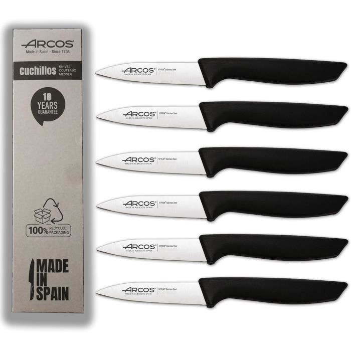 Targzier - Set De 6 Couteaux De Table Multicolores En Acier Inoxydable - Lame Dentelée - Lavable Lave-Vaisselle