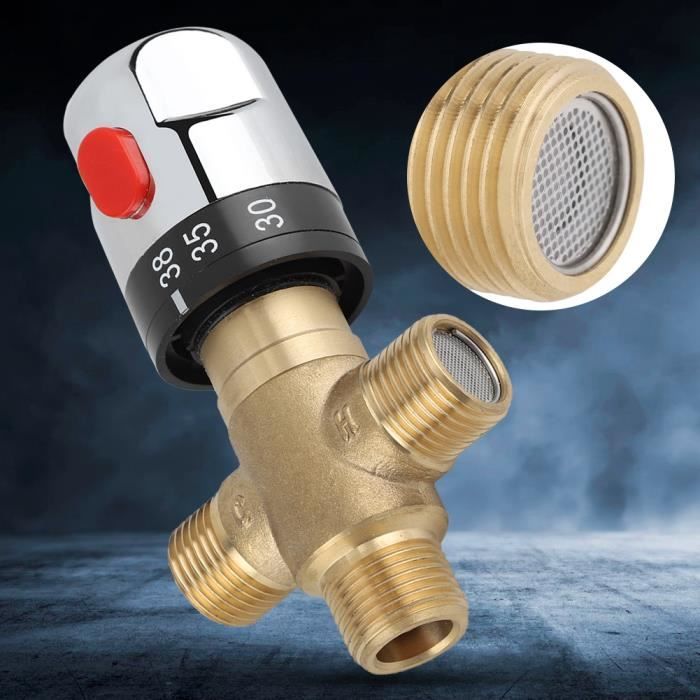 Thermostat eau Vanne thermostatique en laiton à 3 voies -Valve de contrôle  du mélangeur de température -YEL
