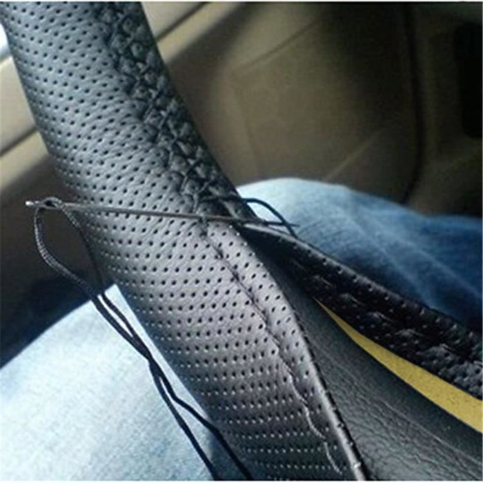 Noir Couvre Volant en Microfibre Cuir Couvre Volant Voiture Respirant et Antidérapant Protège Volant Souple Durable Accessoire de Voiture Taille Universelle 37-38cm / 15 