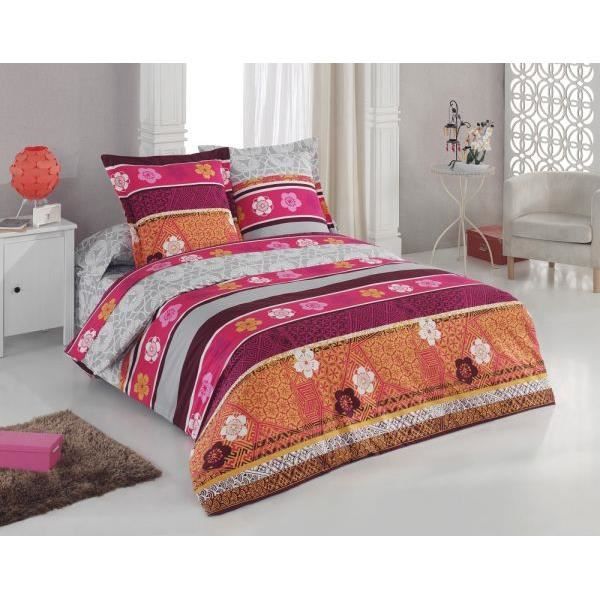Parure De Lit Ancienne ELLE LUI - Drap Plat 160x290 + Taie, 100% Coton, Fleuri