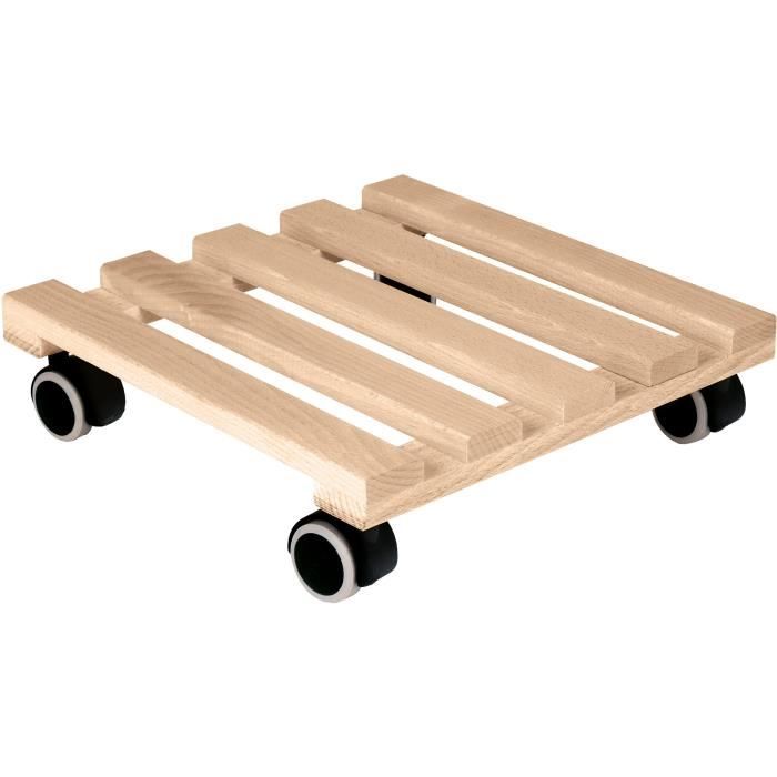 EDA Support à roulettes carré 29 x 29 cm en Bois - 4 roulettes - 29 x 29 x H.8 cm