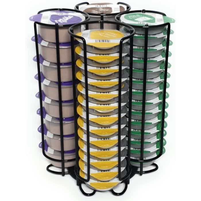 Eluno Support De Capsules Tassimo Rotatif 360° - Jusqu'à 64 Capsules - Rangement Organisé Et Élégant En Métal Noir