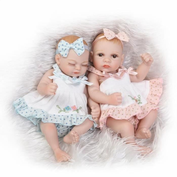 10 28 Mini Fille Reborn Bebe Jumeaux Poupees Pour Bebe Corps Peut Etre Dans L Eau Lave Cdiscount Jeux Jouets