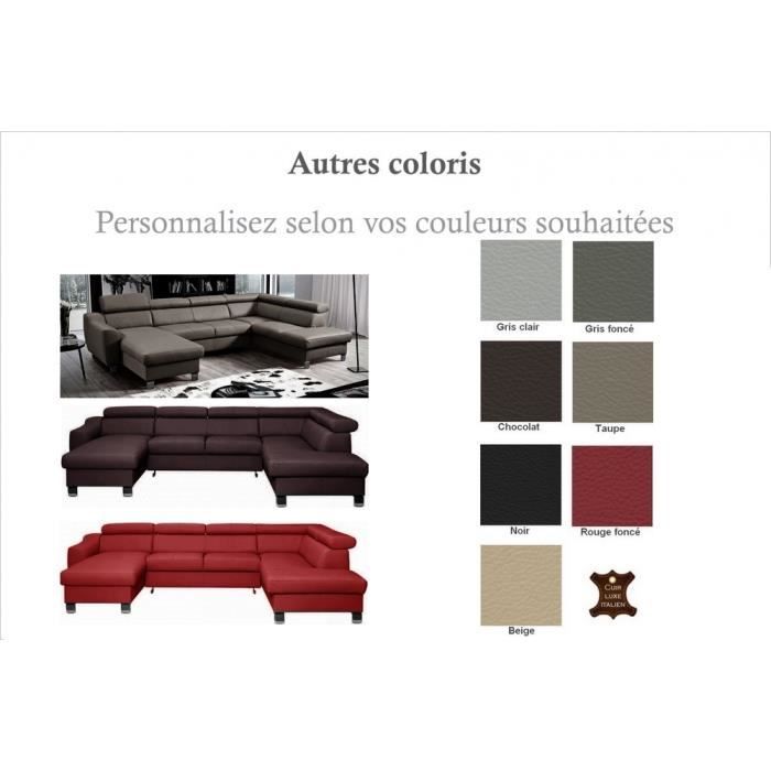 Canapé dangle convertible en cuir italien de luxe 7/8 places ASTON couleur personnalisée angle droit