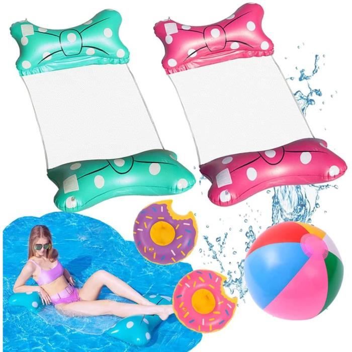 Lot De 2 Hamacs Gonflables Sosayet Pour Piscine - 4 En 1 (hamac, Chaise, Flotteur, Selle) - Taille 122x70cm - Inclut Pompe, Bleu Et Orange