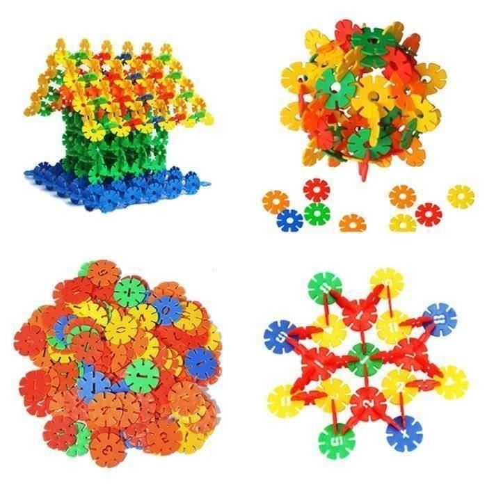 300 Pcs Flocons de neige ensembles Connect Verrouillage Disque jouet pour enfants Puzzle Paillettes 