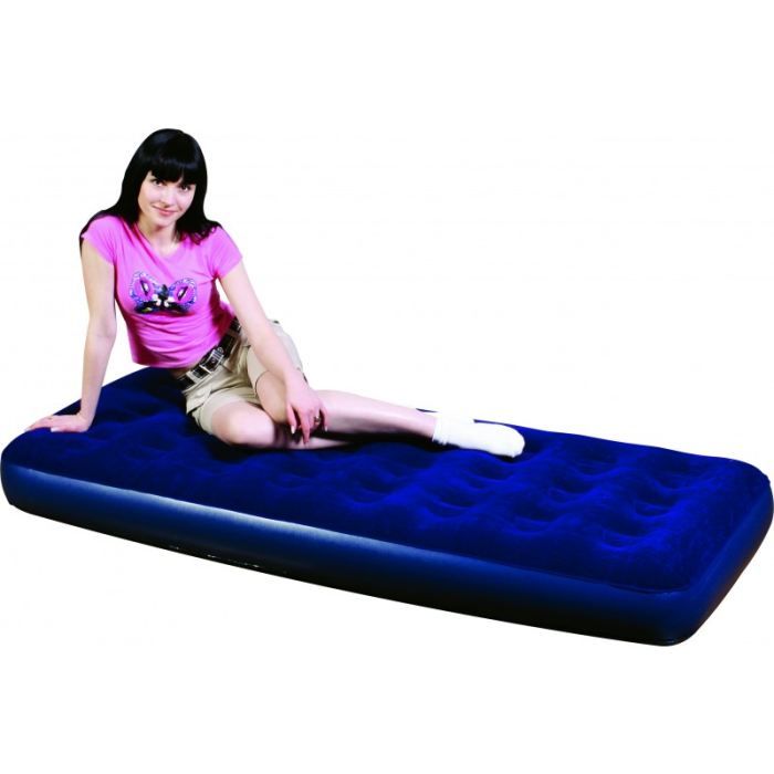 Matelas Gonflable Velours - Marque - Modèle - Bleu - 1 place - Adulte