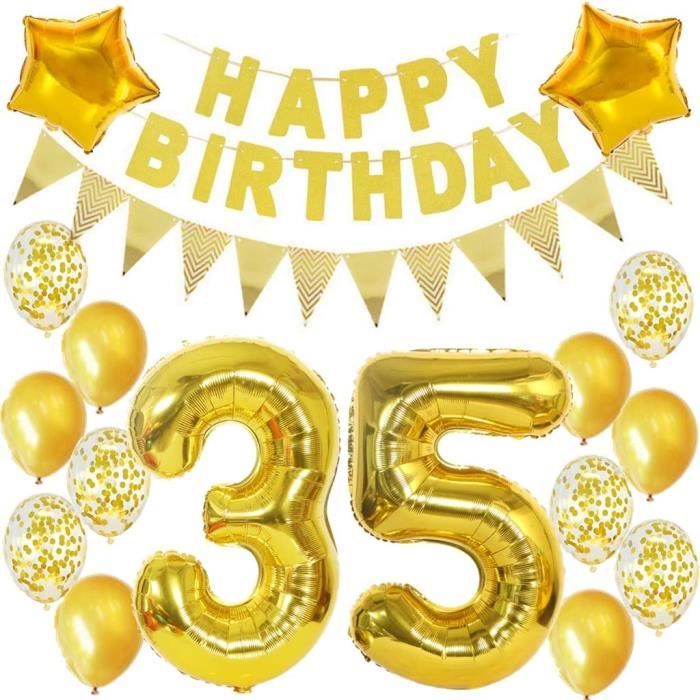 Kit De Decoration D Anniversaire 35 Ans Dore 35 Ans Pour Homme Et Femme 1007 Cdiscount Maison