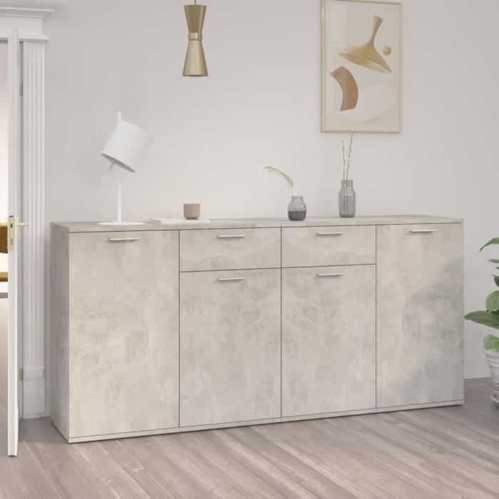 CHIC Buffet Salle à Manger Cuisine Salon Couloir Chambre magnifique Gris béton 160x36x75 cm Aggloméré 8523