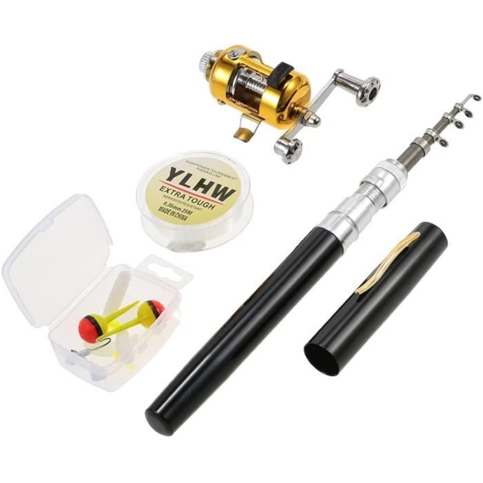 Lixada Mini Combo Canne à Pêche Télescopique – Stylo 20,5 Cm Fermé / 99 Cm Ouvert, Moulinet Alu, 25 M De Ligne, Leurres – Portable, Pour Pêche Rapide