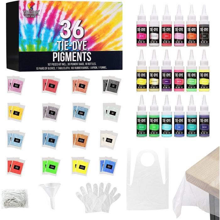 Tie Dye Kit - Kit Diy Teinture Textile - 167 Pièces, 36 Colorant Poudre Teinture  Vetement - Kit Coloration Personnalisation - Ti,14 - Cdiscount Au quotidien