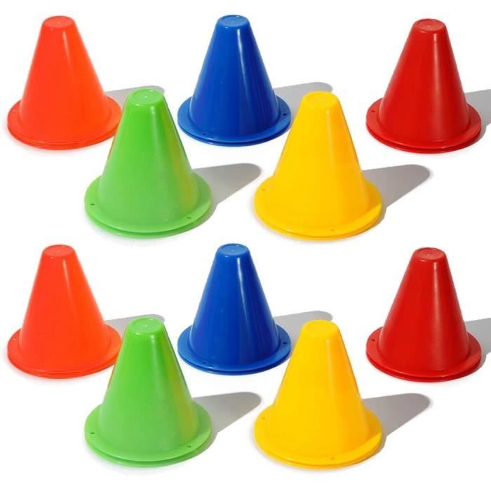 Alomejor Lot De 10 Cônes De Circulation Plastique Bleu - Plots Entraînement Agilité Patinage Sports