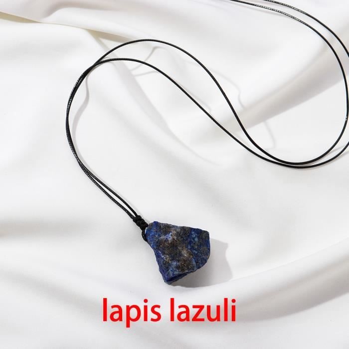 Pendentif En Améthyste Brute Naturelle - Collier Longue Chaîne - Pierre De Guérison, énergie, Méditation