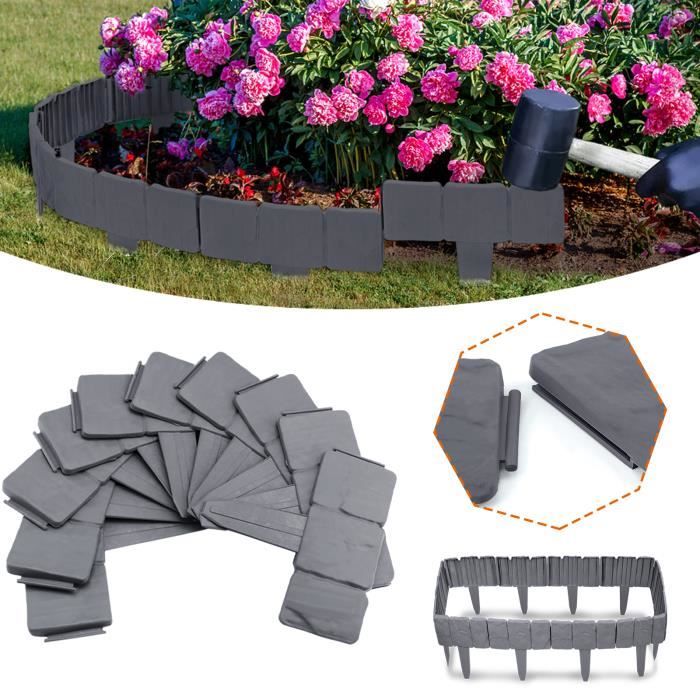 XMTECH Bordure De Pelouse Plastique Anthracite 20 M – Flexible, Robuste – Idéale Parterres, Chemins, Anti-Rhizomes