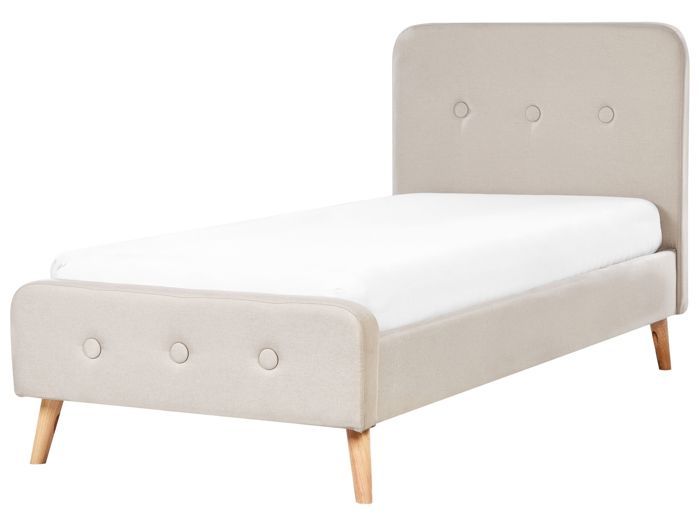 Beliani Lit Simple Avec Sommier A Lattes 90x0 Cm Beige Rennes Cdiscount Maison
