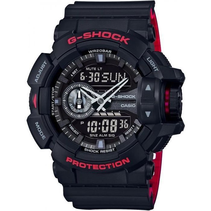 CASIO Montre -  - GA-400HR-1AER - R&eacute;sine bleue - Double affichage - Sport homme 