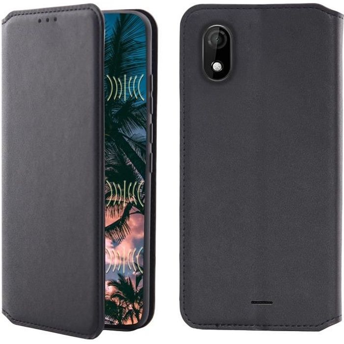 Housse Portefeuille Pour Wiko View3 Pro - Cuir PU, Noir/rouge, Avec Portes-cartes, Neuve