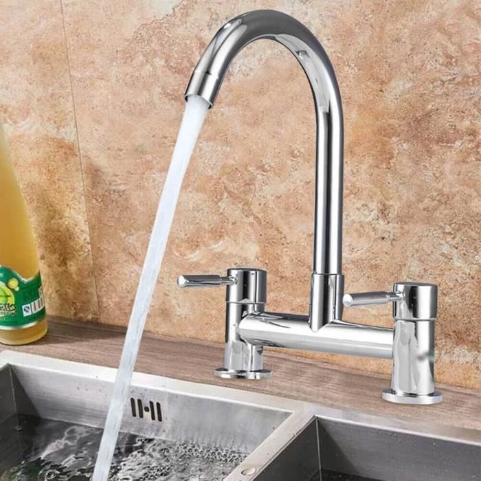 ROBINET MITIGEUR POUR évier de cuisine chrome bec long mobile embout