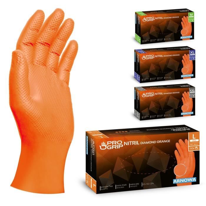 Blaze Gants Jetables Nitrile Sans Poudre - Orange Texturé - Taille M - 100 Pièces