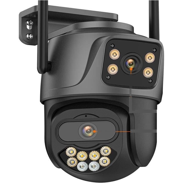 Caméra Ip Wifi Hd 8Mp 4K Extérieure, Double Objectif Avec Double Écran