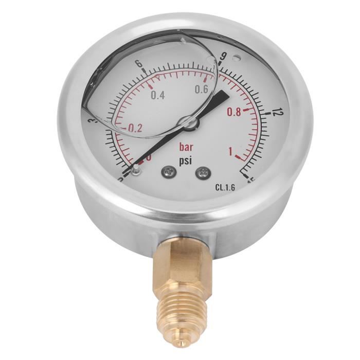 Manomètre Radial TS-PGG604 0-1bar - Laiton/Acier Inox IP65 | Pour Machine, Pétrole, Métallurgie