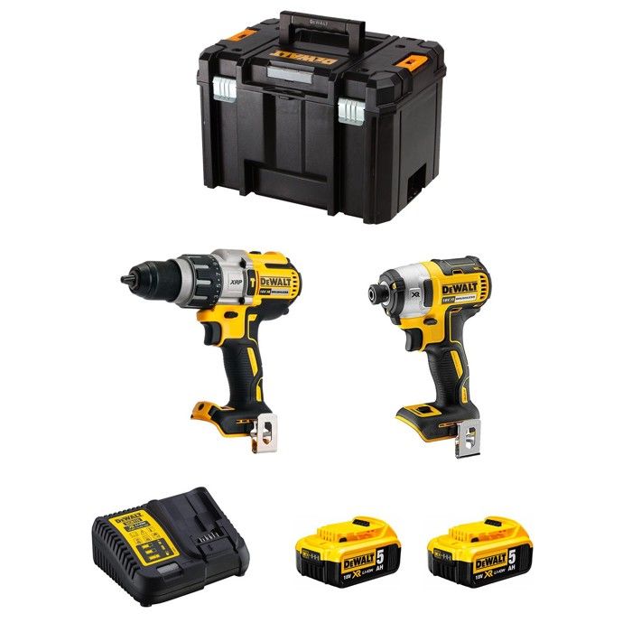 Kit DWK224 DEWALT Perceuse à Percussion et Visseuse à Chocs 2 batteries 5 0 Ah TSTAK VI