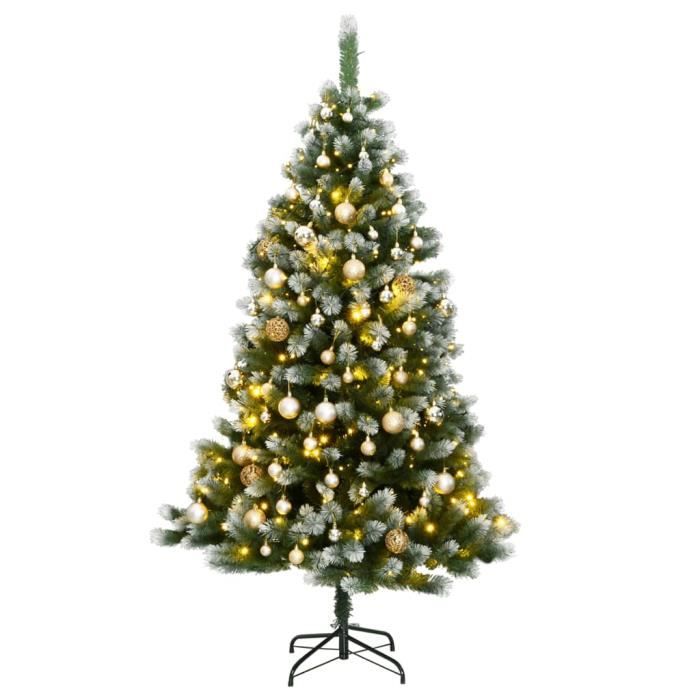 Sapin de Noël artificiel articulé 300 LED et boules 180 cm EAN