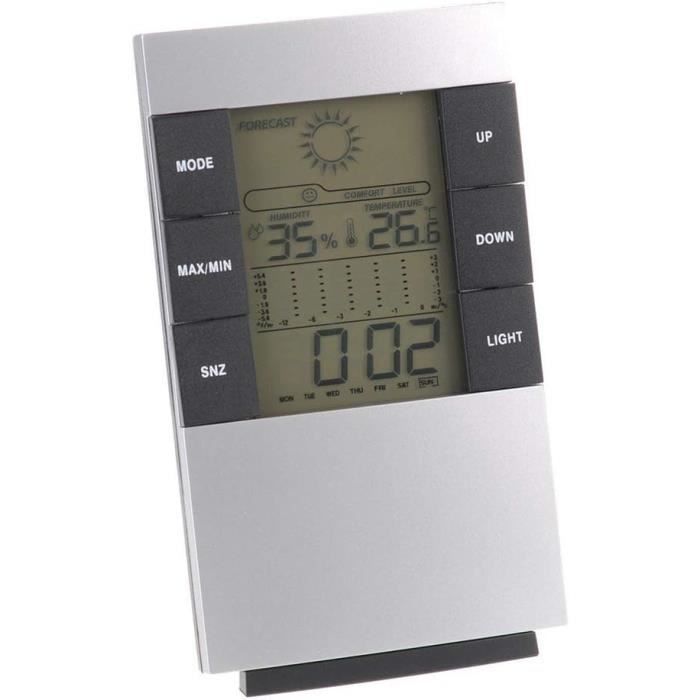 Horloge / Calendrier LCD - Radio-pilotée - Thermomètre int./ext. - Sur pile