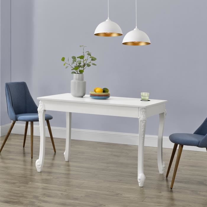 table de salle à manger lüneburg rectangulaire pour 4 personnes 116 x 66 x 76 cm blanc