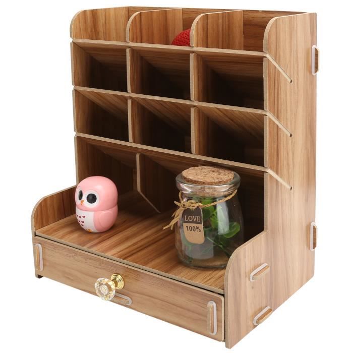 VINGVO Étagère de bureau Bibliothèque de Bureau en Bois Porte-stylo