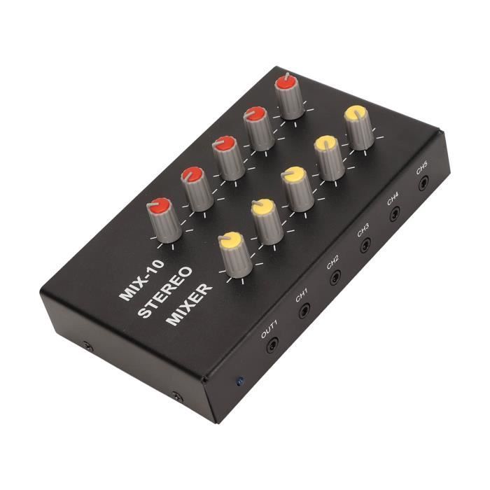 Mélangeur Audio Passif Stéréo 6 Entrées - 2 Sorties - Portable Sans Alimentation - Pour DJ/débutants