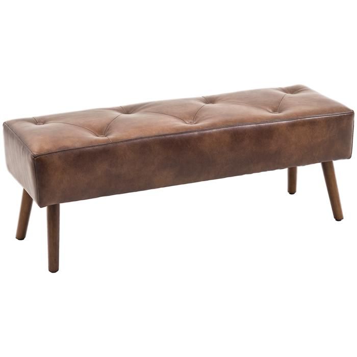 HOMCOM - Bout de lit - Revêtement synthétique PU - 114x38x42cm - Marron