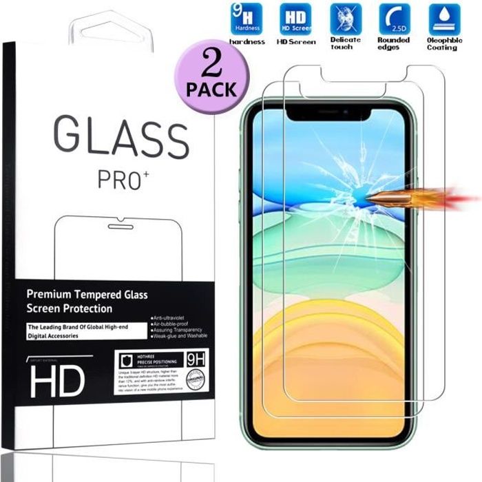 2 Pièces] Protection Ecran iPhone 11 Verre Trempé Film de Protection iPhone  11 2019 6.1 - Cdiscount Téléphonie