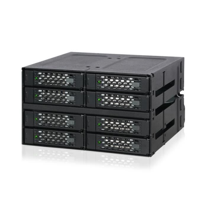 Icy Dock ToughArmor MB508SP-B Backplane cage robuste 8 baies pour SSD / HDD 2,5” SATA / SAS, pour 2 baies externe 5.25”