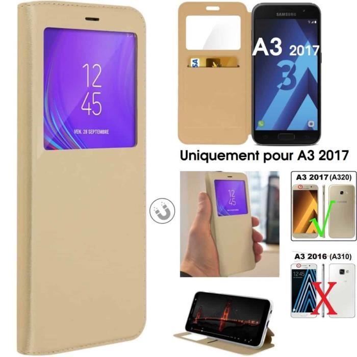 Etui Porte Carte Samsung Galaxy A3 2017 Or GANDY-SAM-A32017-OR