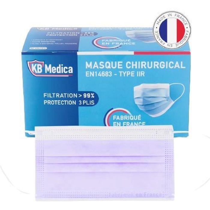Masque chirurgical Blanc made in France - Boîte de 50