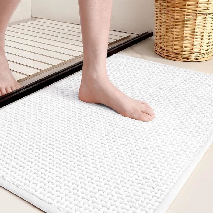Tapis De Bain Antidérapant Et Lavable En Machine Sentidos - 45 X 50 Cm, Poils Longs Absorbants | Certifié Oeko-Tex, Noir, Fond En Latex Naturel