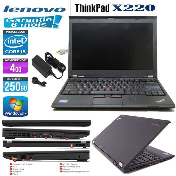 Top achat PC Portable Lenovo ThinkPad X220 Core i5 250Go 4Go pas cher