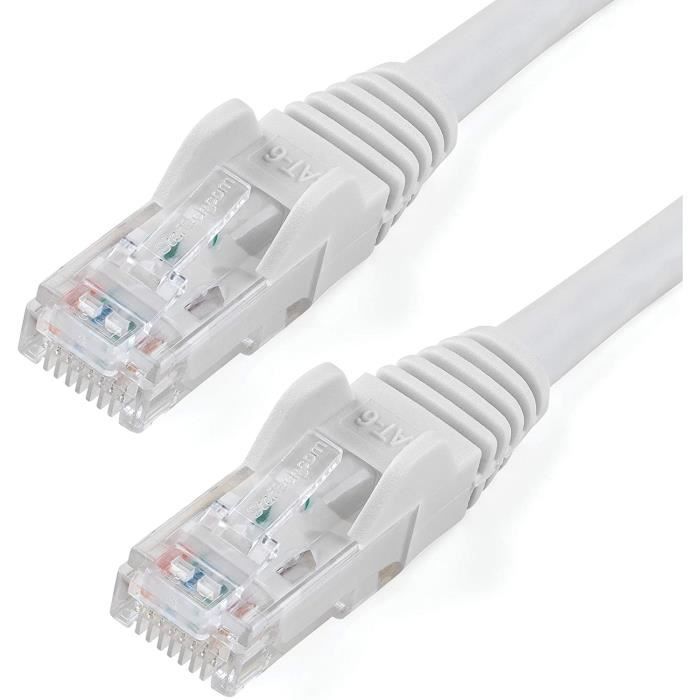 Câble Réseau Ethernet Cat5e UTP 5 M Blanc - Cordon RJ45 Sans Crochet, Fil Cuivre 0,25 Mm²